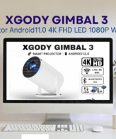 XGODY Gimbal 3 Proyektor Android 11.0 4K FHD LED 1080P WIFI Mini Smart 1GB+8GB