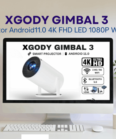 XGODY Gimbal 3 Proyektor Android 11.0 4K FHD LED 1080P WIFI Mini Smart 1GB+8GB