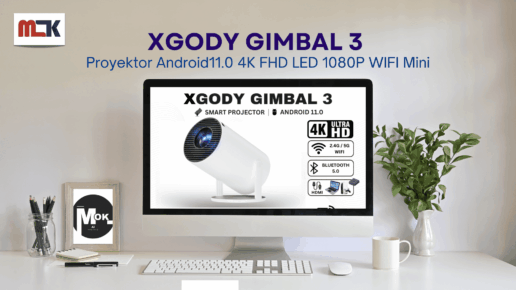 XGODY Gimbal 3 Proyektor Android 11.0 4K FHD LED 1080P WIFI Mini Smart 1GB+8GB