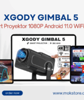 XGODY Gimbal 5 Smart Proyektor 1080P Android 11.0 WiFi6.0 260 Ansi Lumens
