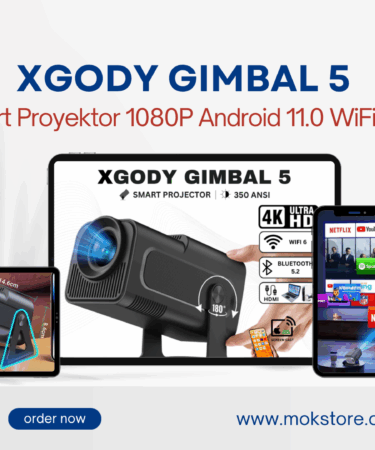 XGODY Gimbal 5 Smart Proyektor 1080P Android 11.0 WiFi6.0 260 Ansi Lumens