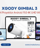 XGODY Gimbal3 Smart Proyektor Android 11.0 4K UHD WiFi6 Bluetooth 5.0 1GB+8GB