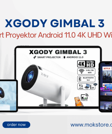 XGODY Gimbal3 Smart Proyektor Android 11.0 4K UHD WiFi6 Bluetooth 5.0 1GB+8GB