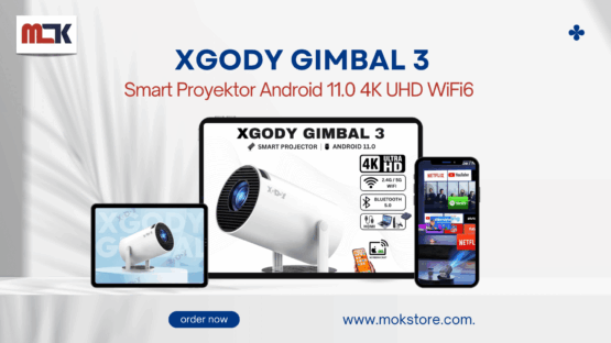 XGODY Gimbal3 Smart Proyektor Android 11.0 4K UHD WiFi6 Bluetooth 5.0 1GB+8GB