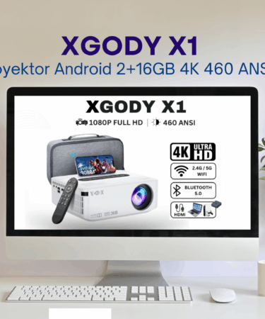 XGODY X1 Smart Proyektor Android 2+16GB 4K 460 ANSI Lumens Dolby WiFi5 Bluetooth STB